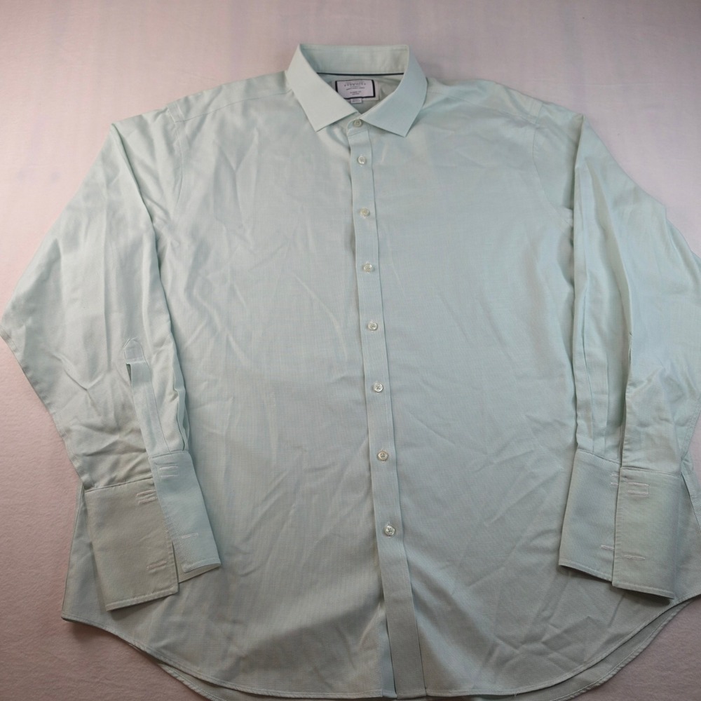 Charles Tyrwhitt French Cuff Dress Shirt Mens 19/37 Mint Green Classic Fit - Picture 2 of 7